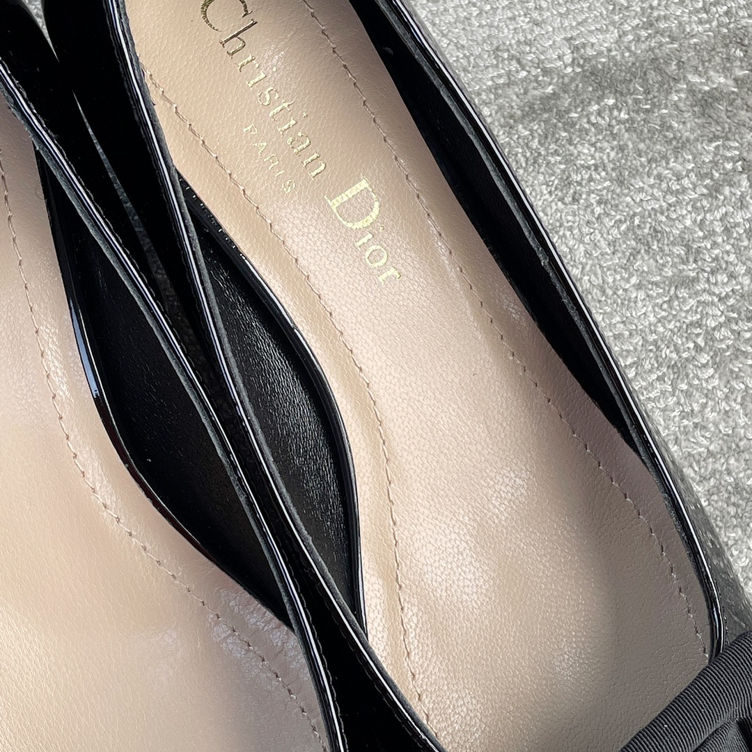 DIOR Ballet Heels Black Cloth Buckle 3.5cm