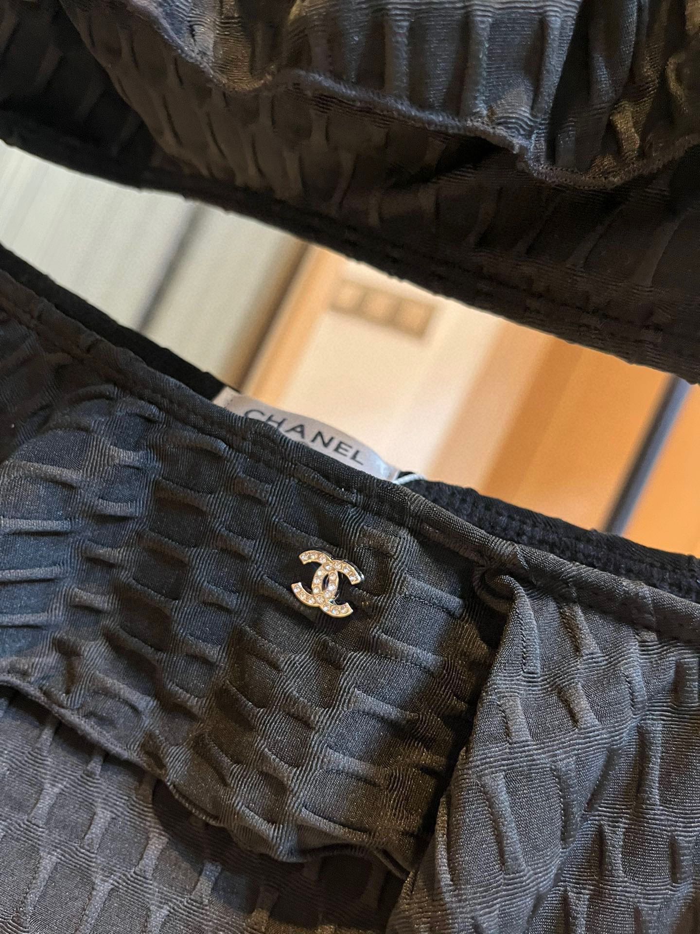 Chanel Ruffle Irregular One Piece Swimsuit Bikini