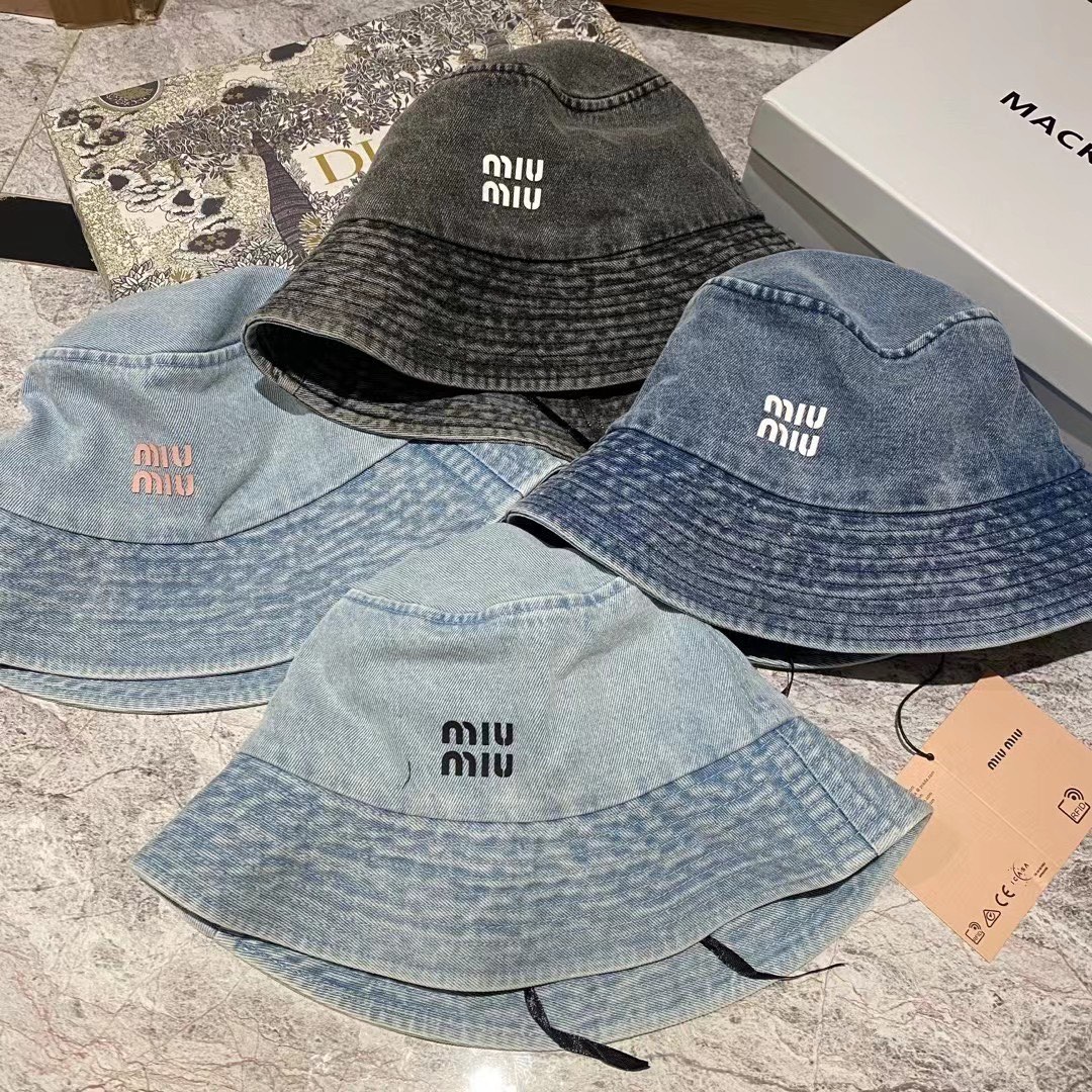 MIU MIU New Washed Denim Bucket Hat
