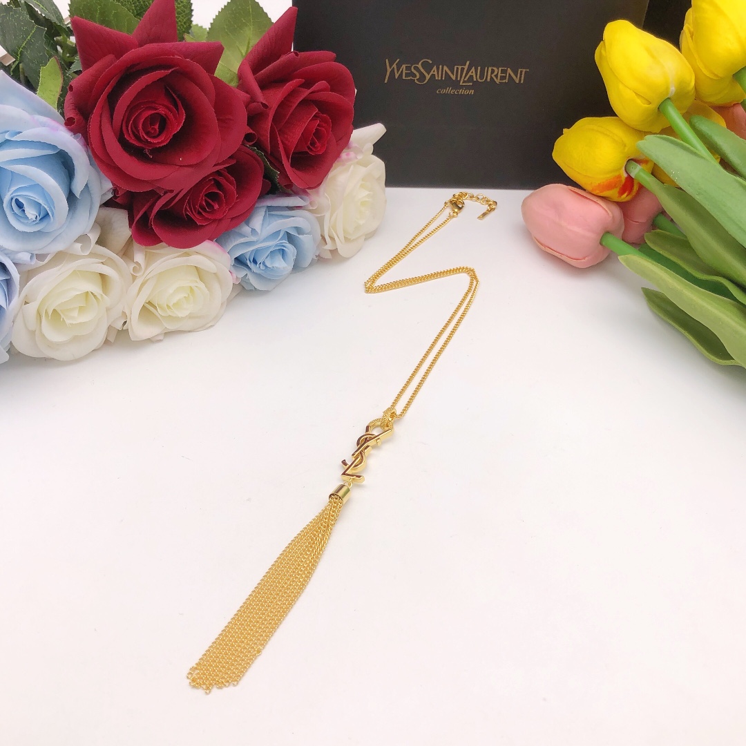 Saint Laurent YSL monogrammed tassel necklace
