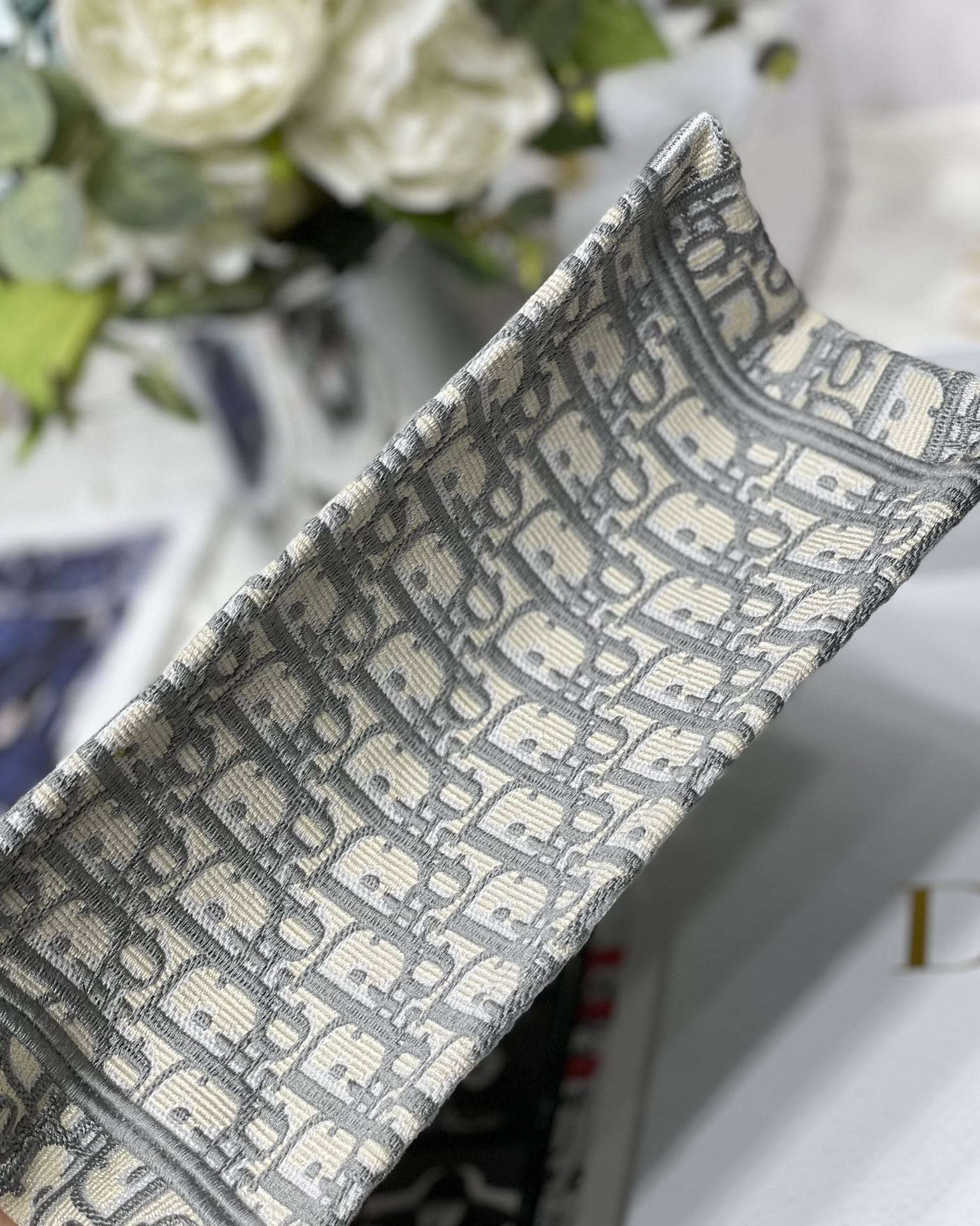 DIOR TOTE Classic Grey Embroidery