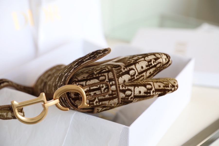 Dior Oblique Velvet Saddle Brown