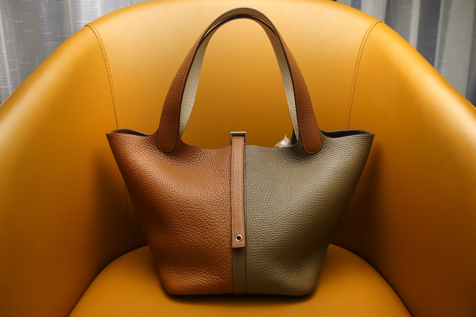 picotin22 tricolor tc leather silver buckle