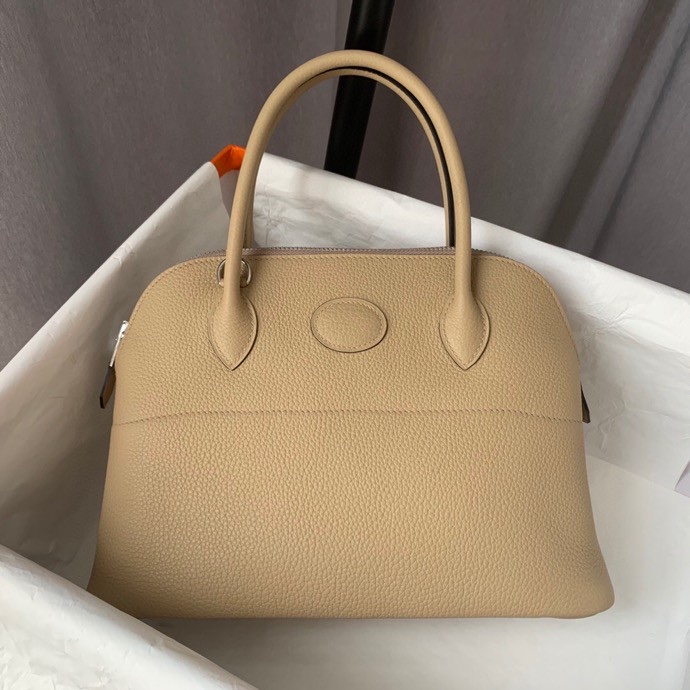 Bolide 27cm Imported calfskin Half hand waxed stitching Windbreaker Grey Silver buckle