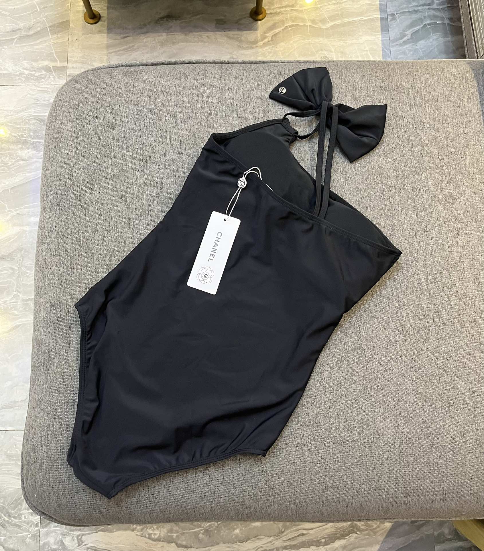 Chanel New one-piece swimming costume with one shoulder
