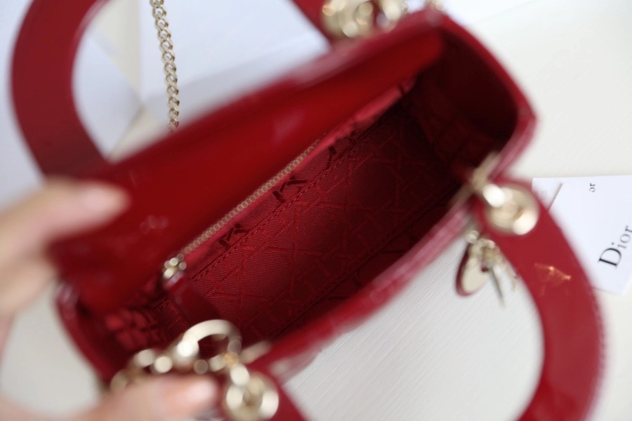 Lady Dior In Stock ❖ Patent Leather Cherry Red