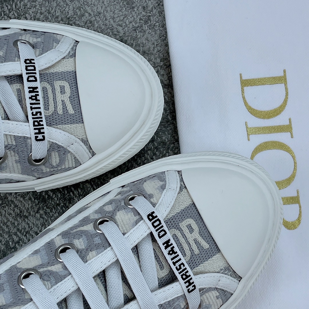 DIOR Canvas semi-flip-flop Water-dyed sheepskin lining TPU outsole Cement grey embroidery