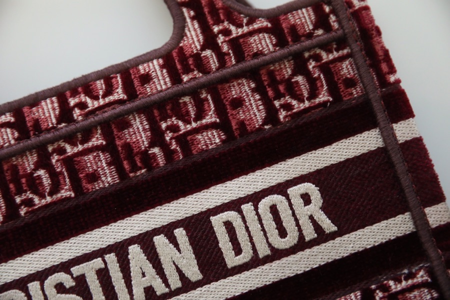 Dior Book Tote Velvet Burgundy