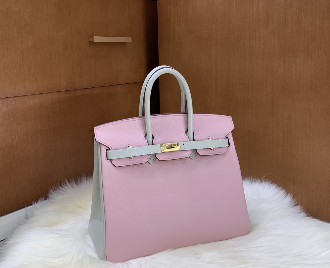 Birkin 25cm swift leather 3Q powder ➕ pearl grey gold buckle