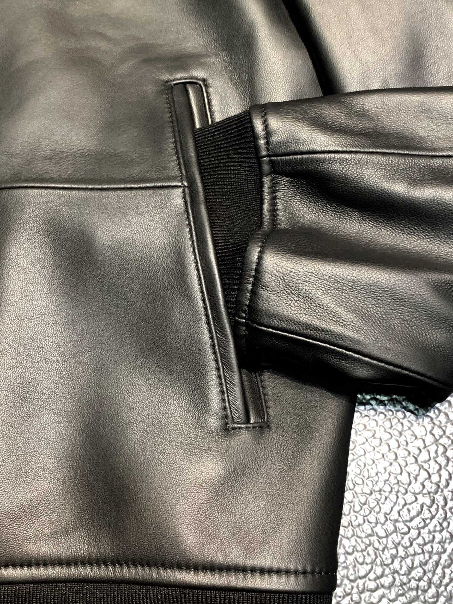 Zegna Stand collar leather jacket