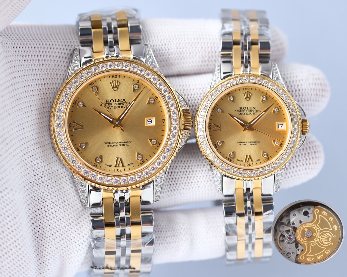 Rolex 316 top stainless steel material, stainless steel bezel set with multiple Swarovski diamonds
