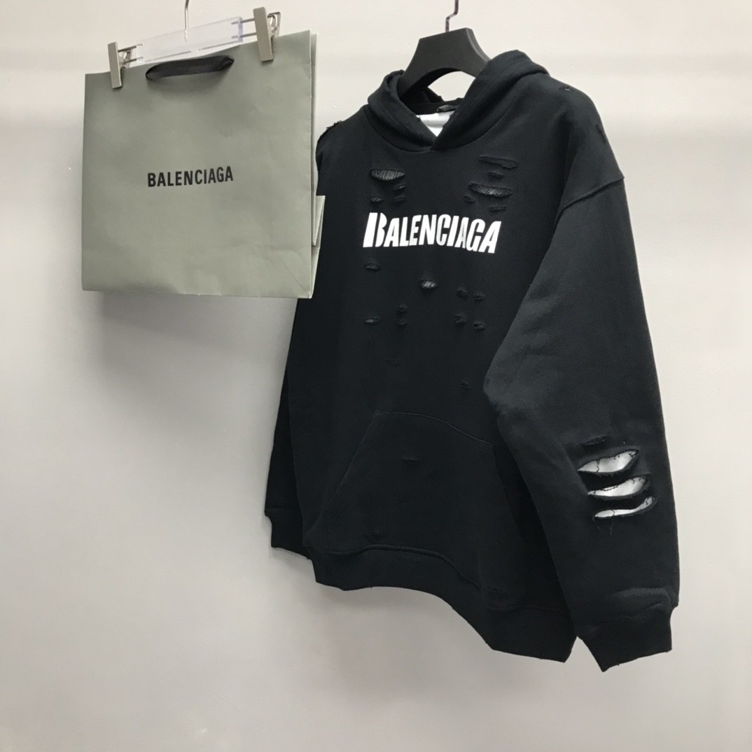 Balenciaga ripped double layer hoodie