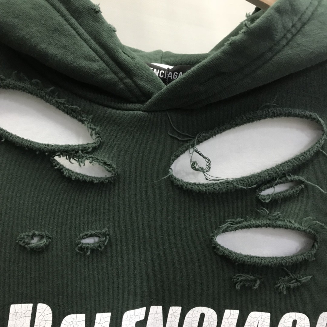Balenciaga ripped double layer hoodie