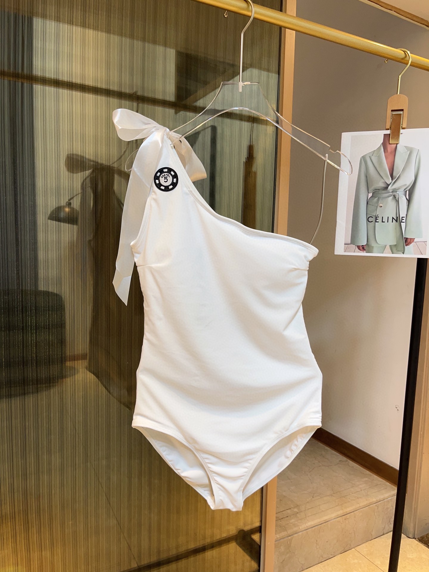 Chanel New one-piece swimming costume with one shoulder