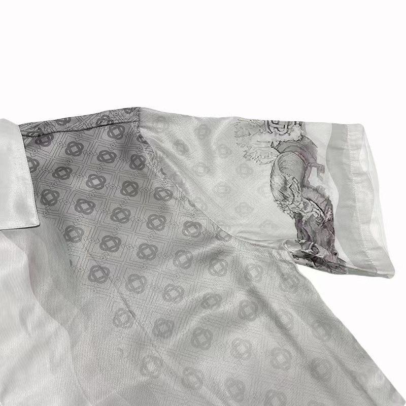 Casablanca 22SS guardian plaster, black and white gradient men and women lovers Hawaiian short-sleev