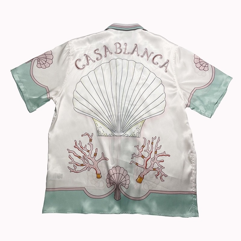 Casablanca 22SS pink shell coral short sleeve shirt