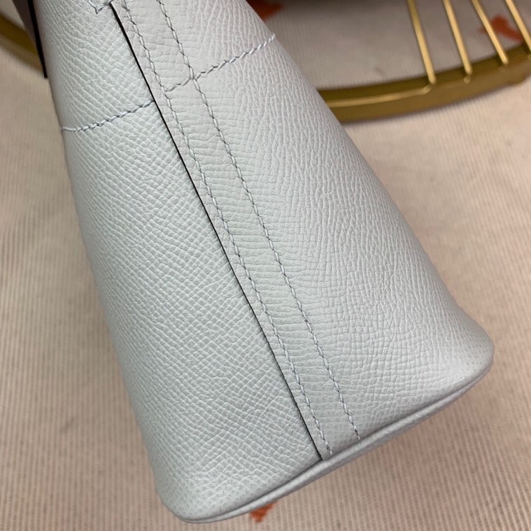 Bolide 27cm Imported original Epsom leather half hand waxed stitching glacier blue silver buckle