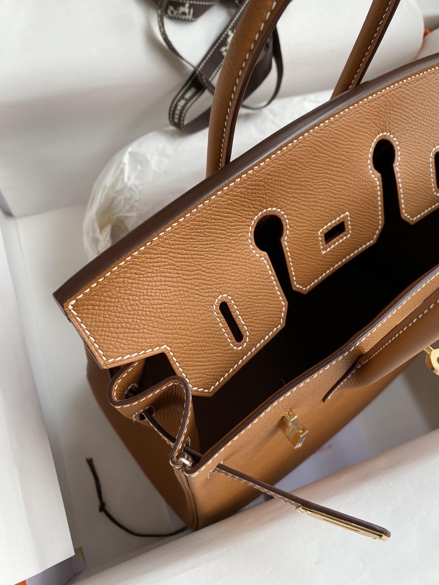 Birkin 25cm Epsom Leather Gold Brown Gold Buckle