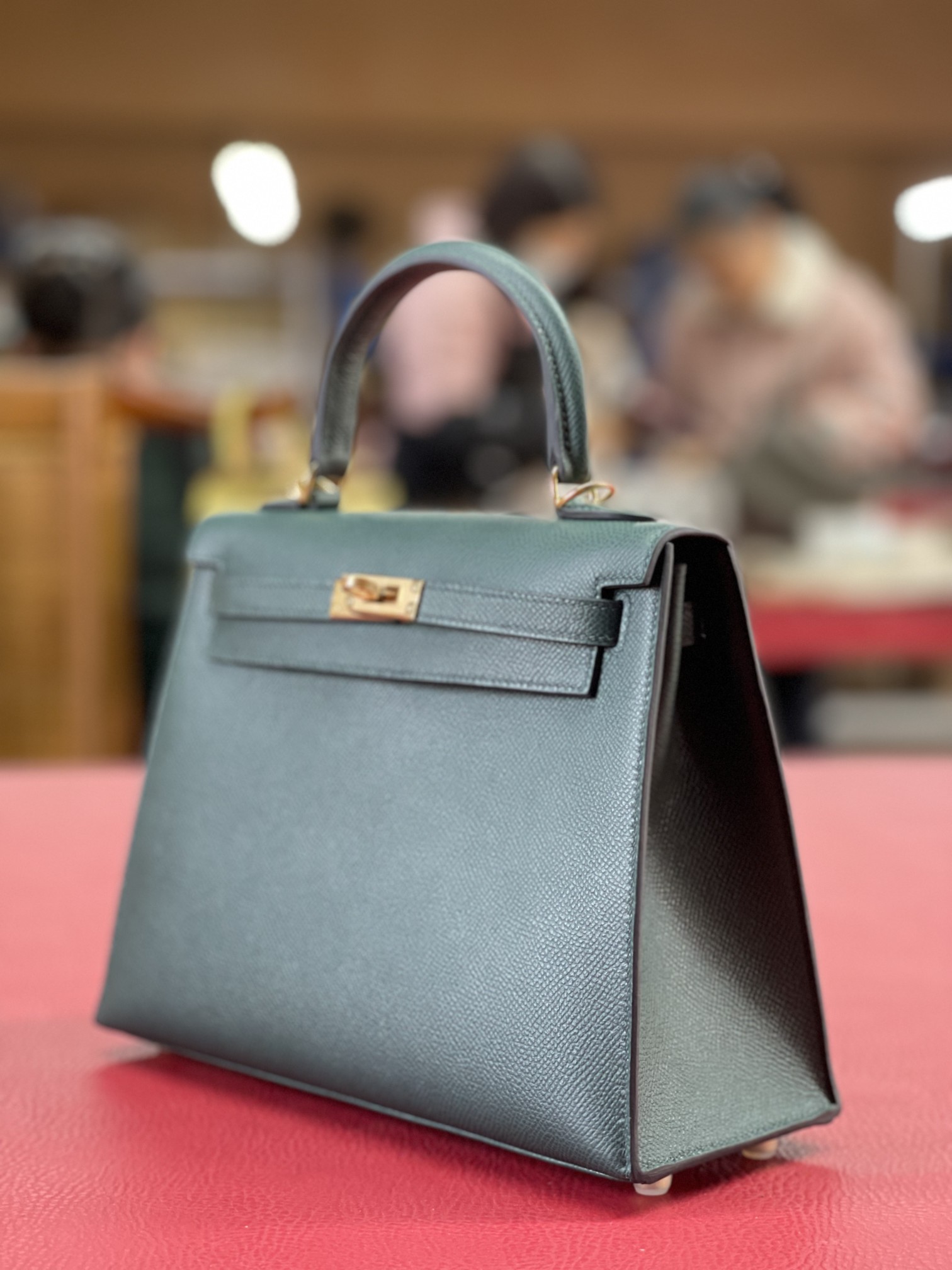 Kelly25 British green ep leather gold buckle