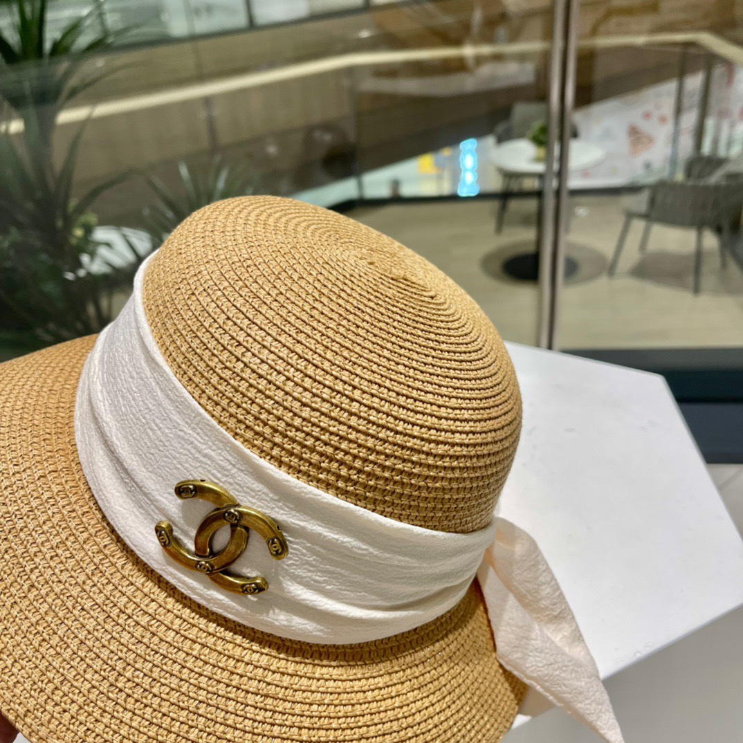 Chanel2023's new straw sunshade straw hat basin