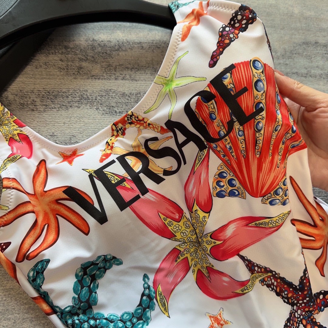 versace new starfish shell print backless u-neck one piece swimming costume