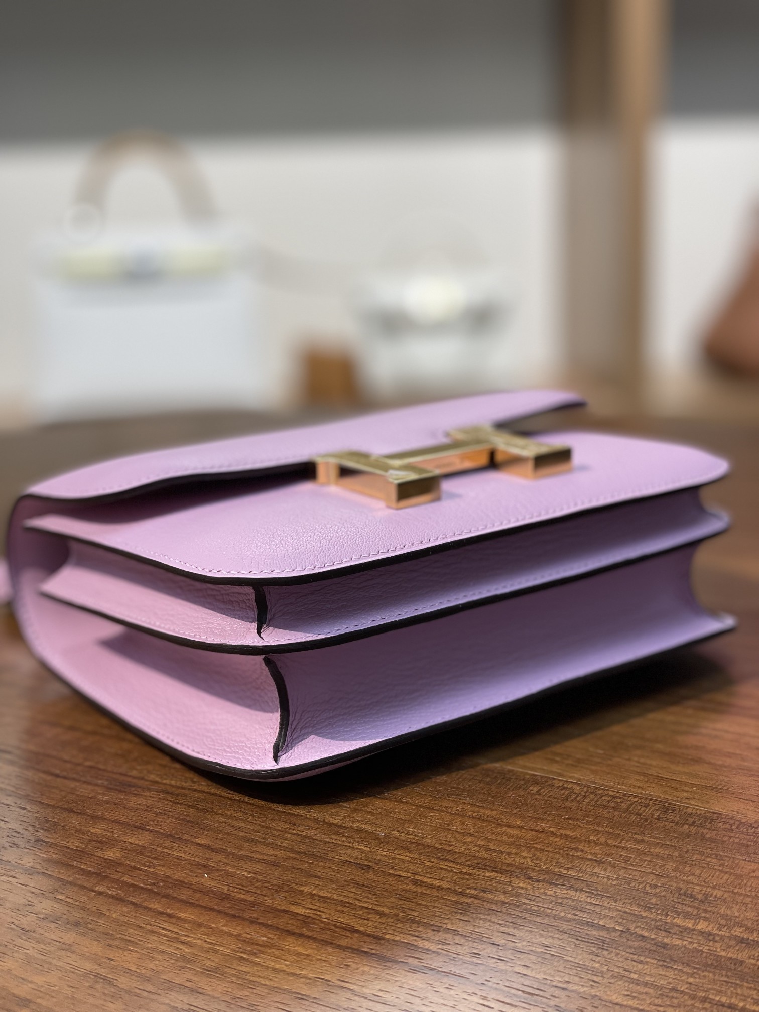 Kangkang 19 mallow purple goatskin gold buckle