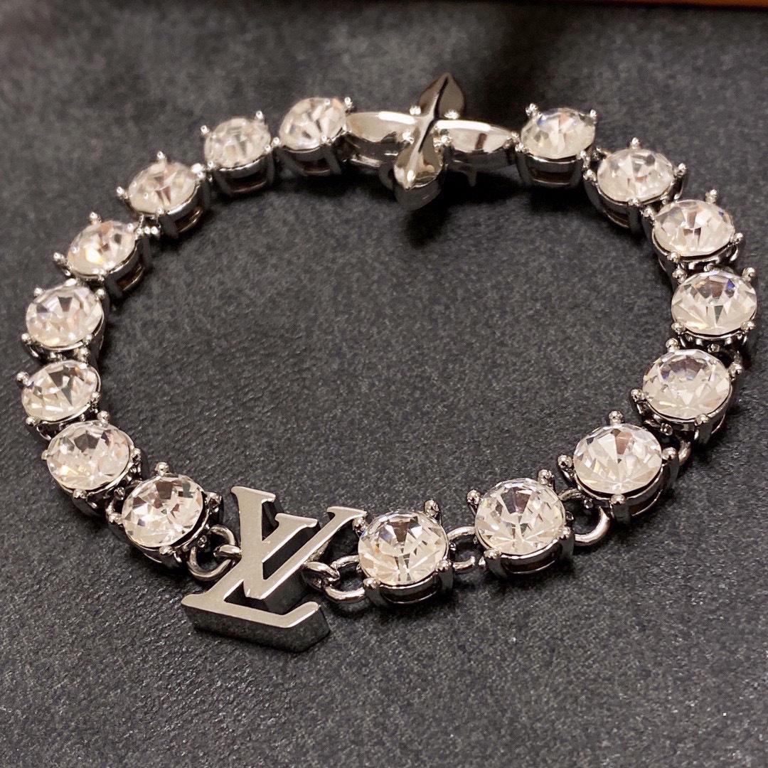 Louis Vuitton Imported Rhinestone Zirconia Bracelet 18cm and 21cm two sizes