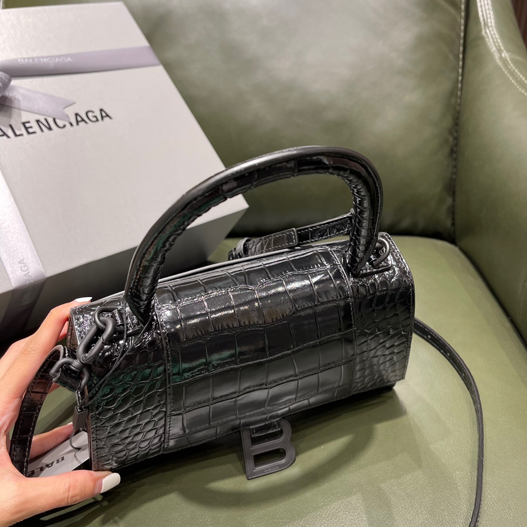 BALENCIAGA 𝐇𝐨𝐮𝐫𝐠𝐥𝐚𝐬𝐬𝐬 𝐒 crocodile-textured cowhide