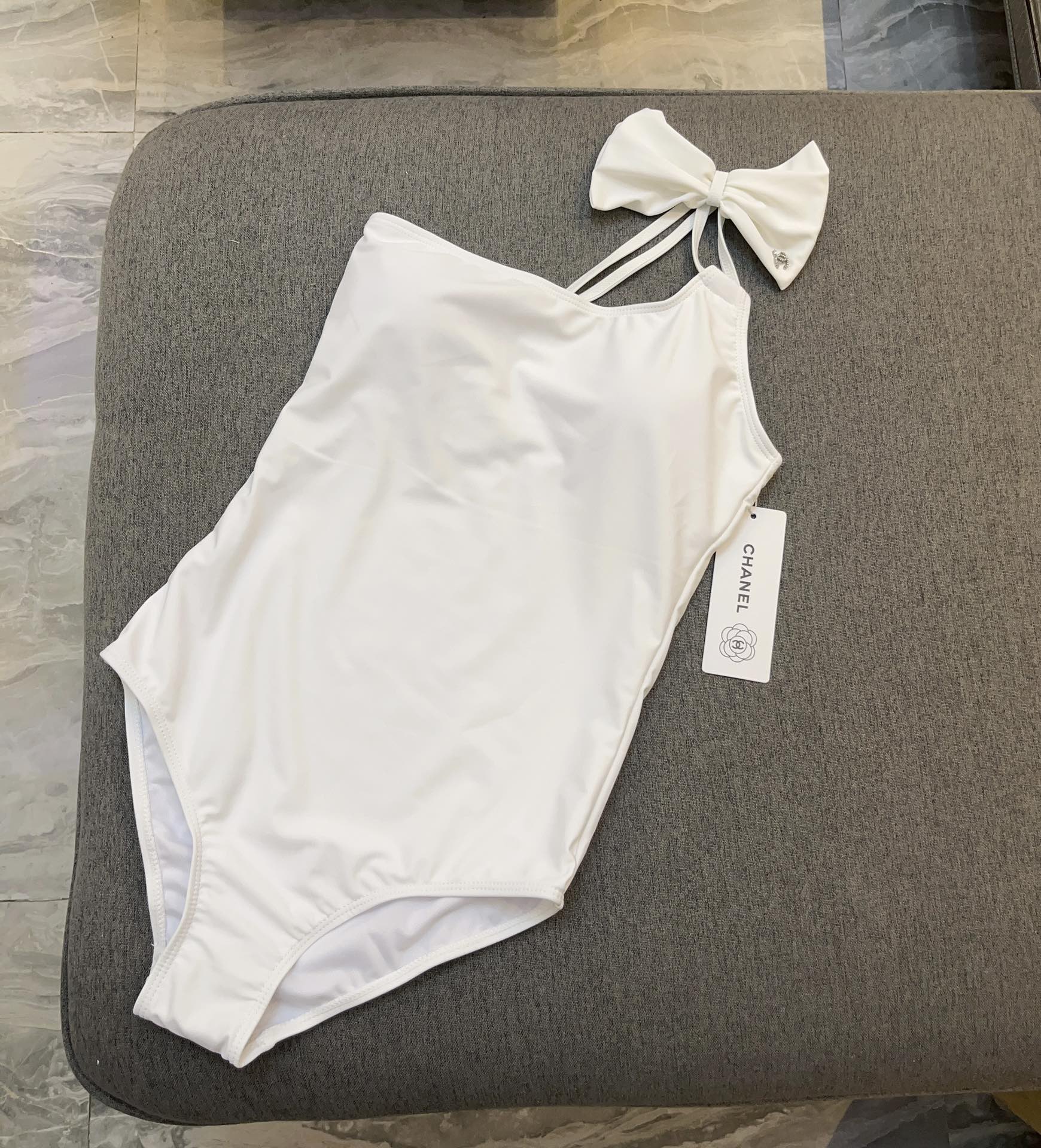 Chanel New one-piece swimming costume with one shoulder