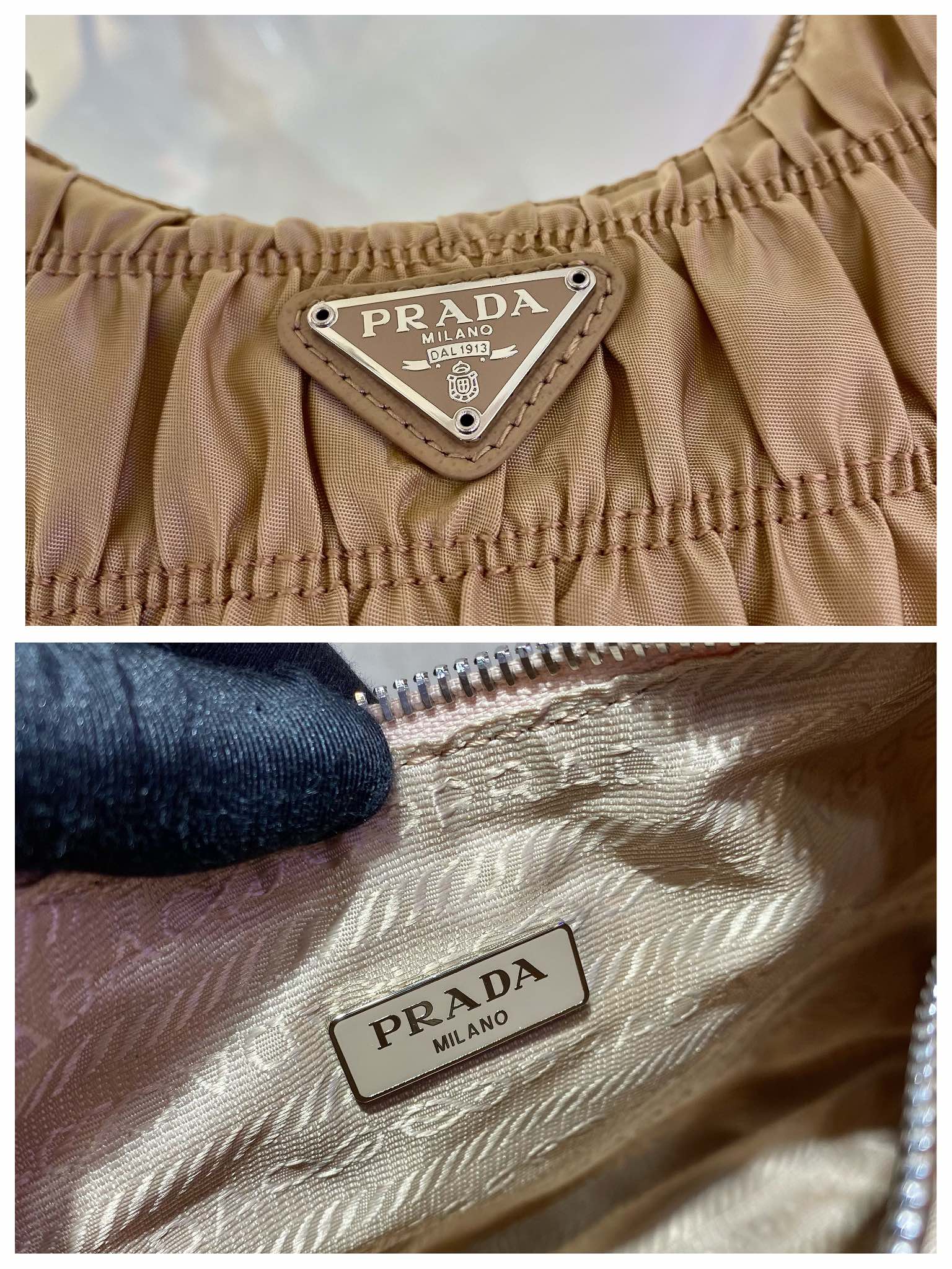 𝐏𝐑𝐀𝐃𝐀 nylon crinkle Hobo underarm bag