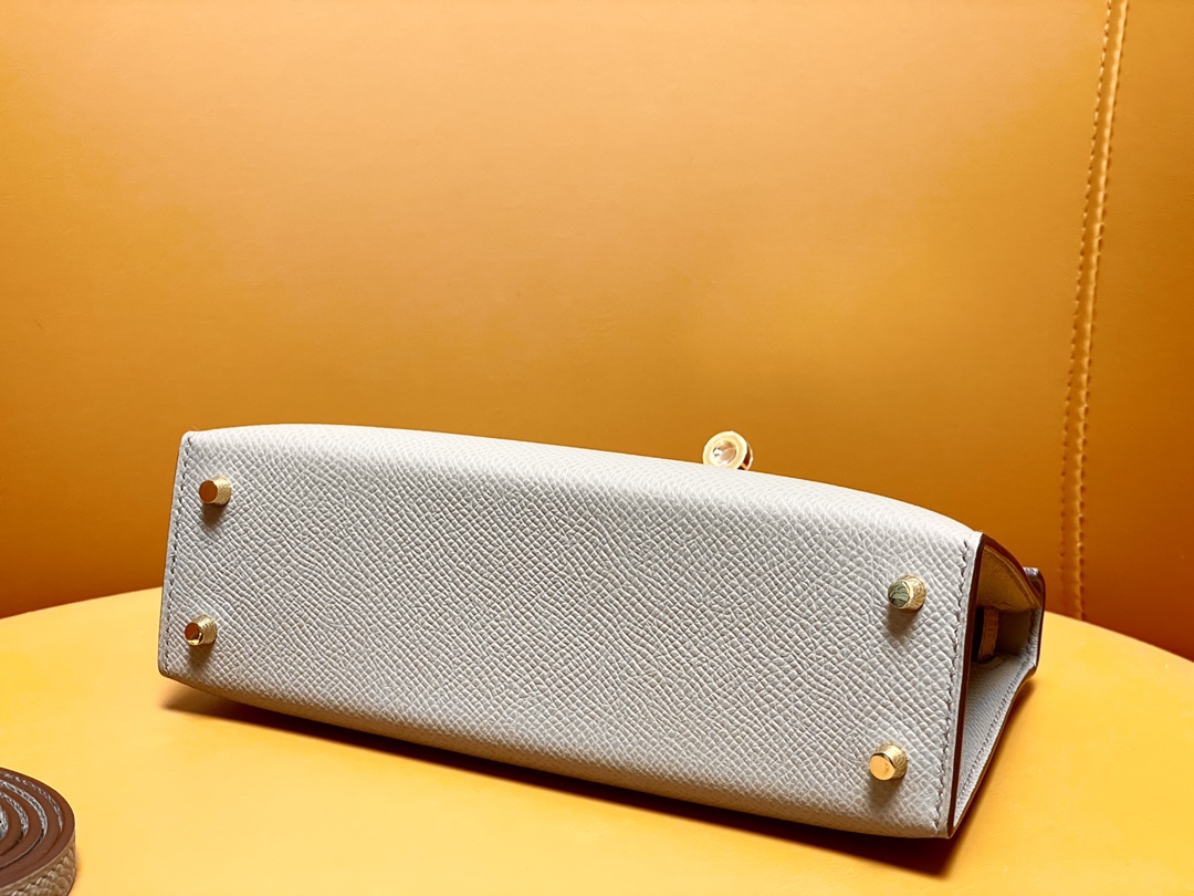 Mini Kelly second generation epsom leather asphalt gray gold buckle