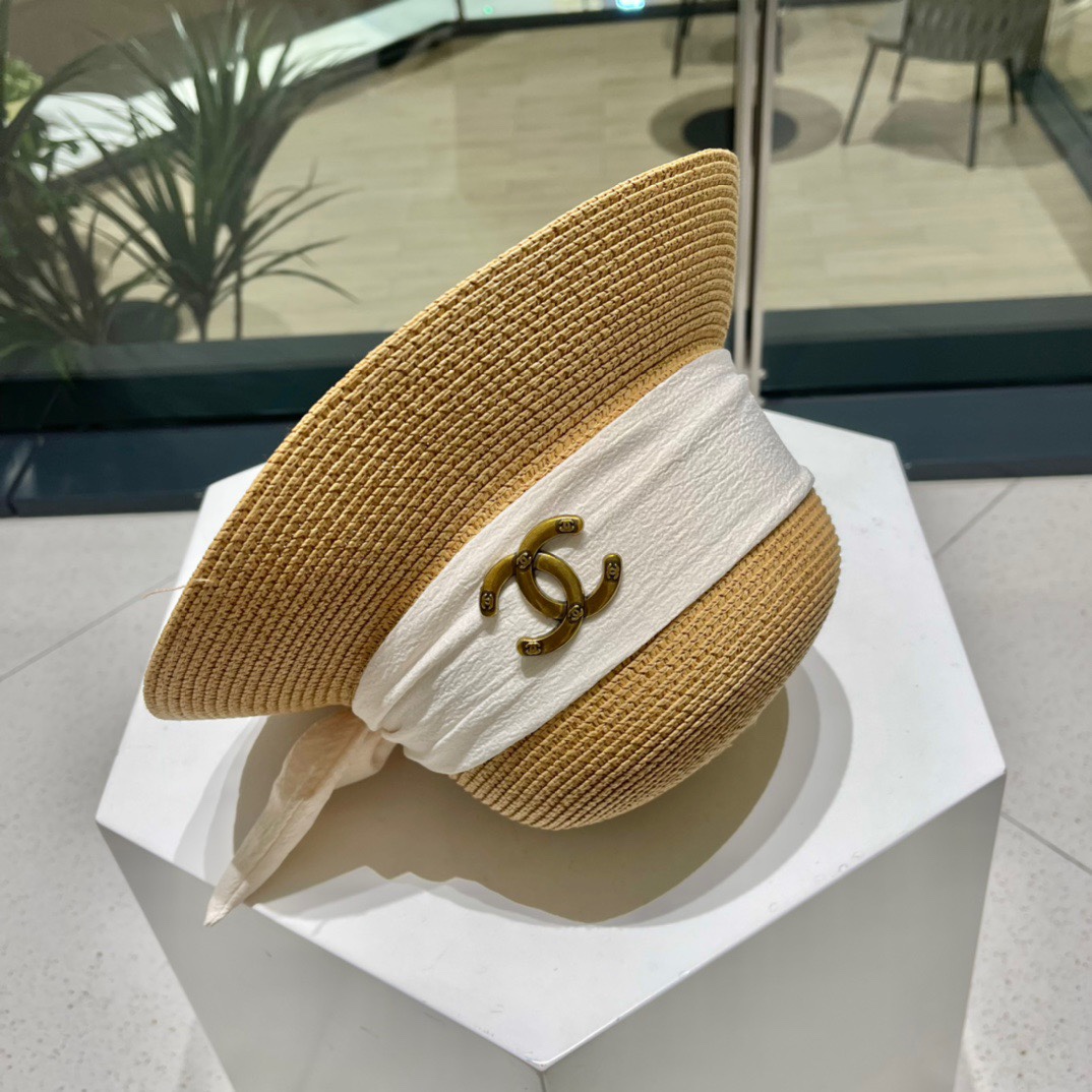 Chanel2023's new straw sunshade straw hat basin