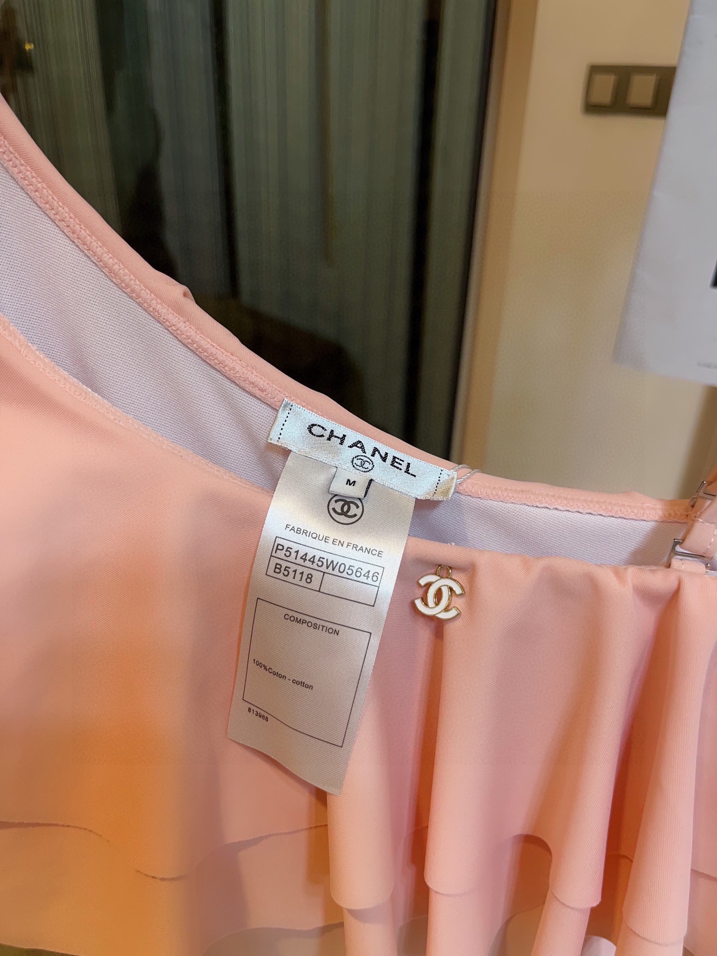 CHANEL Ruffle Irregular One-piece Swimsuit Bikini