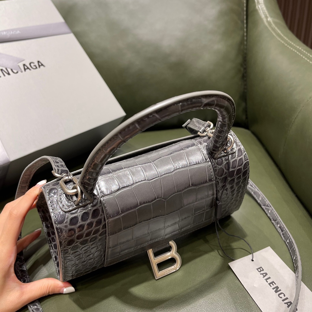 BALENCIAGA 𝐇𝐨𝐮𝐫𝐠𝐥𝐚𝐬𝐬𝐬 𝐒 crocodile-textured cowhide