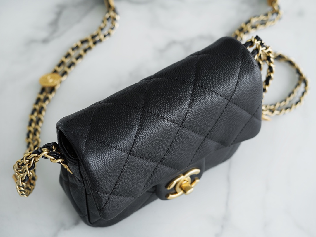 𝗖𝗛𝗔𝗘𝗡𝗟✦ 22A Advanced Handcraft Workshop Gold Coin Cover Bag Fang Fatty Genuine Leather