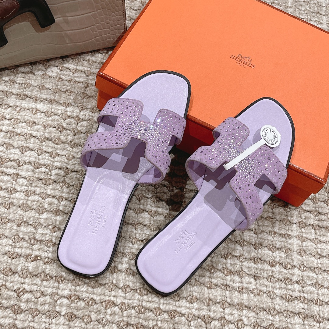 Hermes Oasis diamond face slippers series