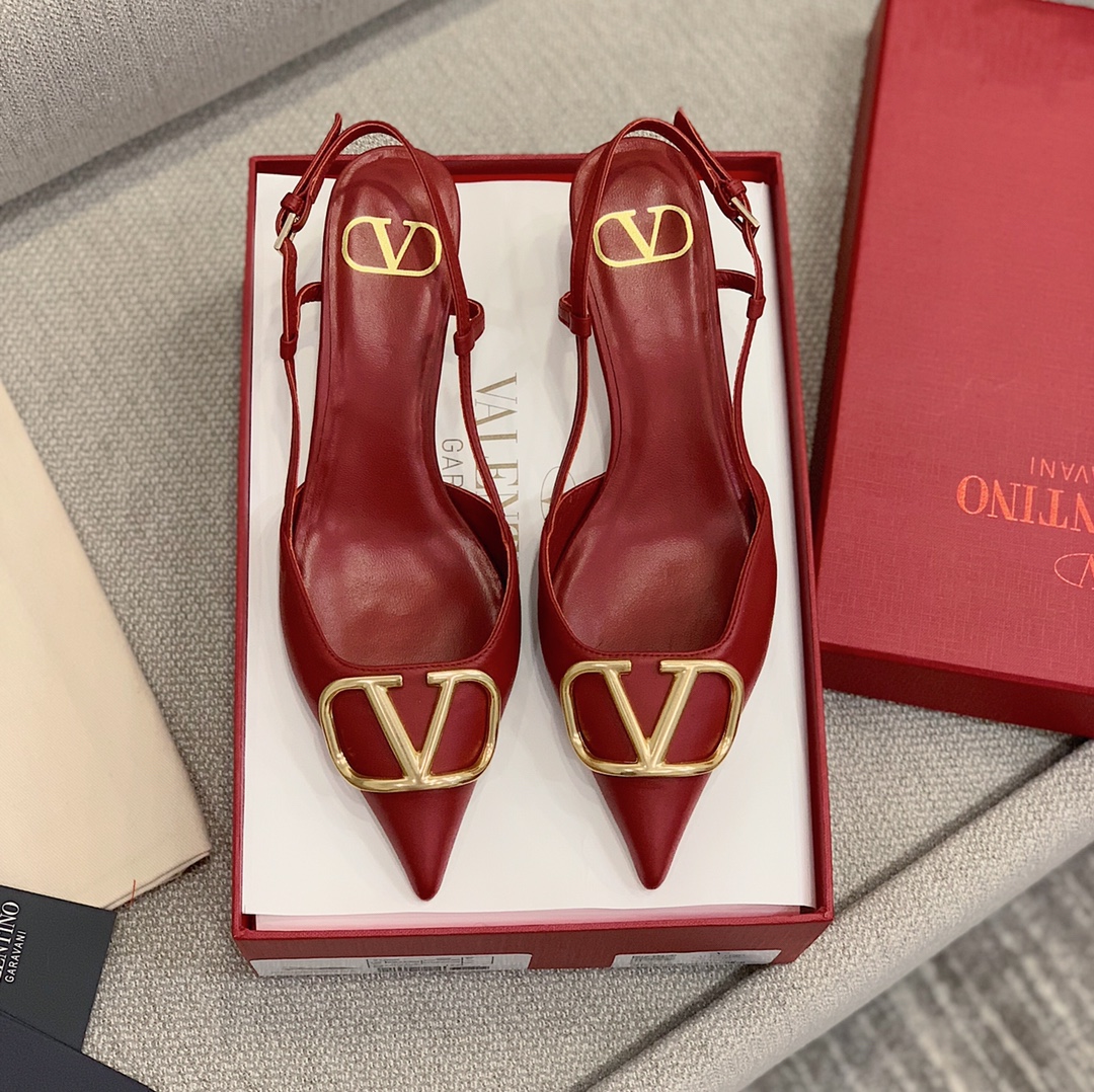 【Valentino】Valentino highest version of kitten heel sandals custom original top calfskin