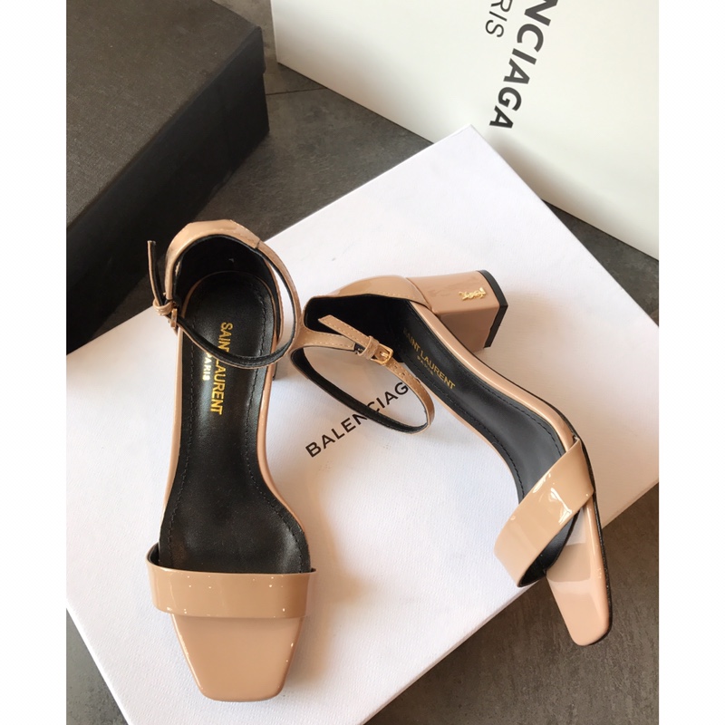 【Saint Laurene Saint Laurent】 YSL summer model thick heeled sandals with 6.5cm high