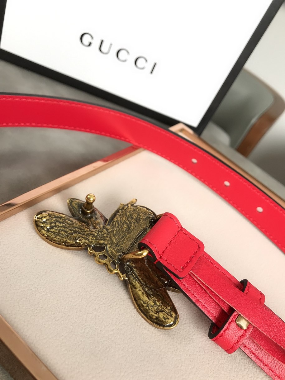 GUCCI red π buckle original imported cowhide handmade wax thread