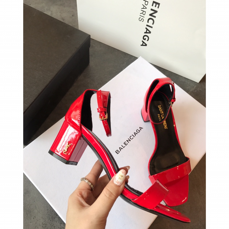 【Saint Laurene Saint Laurent】 YSL summer model thick heeled sandals with 6.5cm high