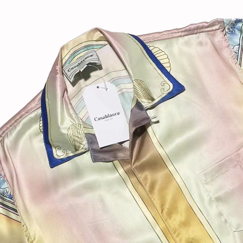 Casablanca dream beach silk color printed shirt expensive summer street shirt