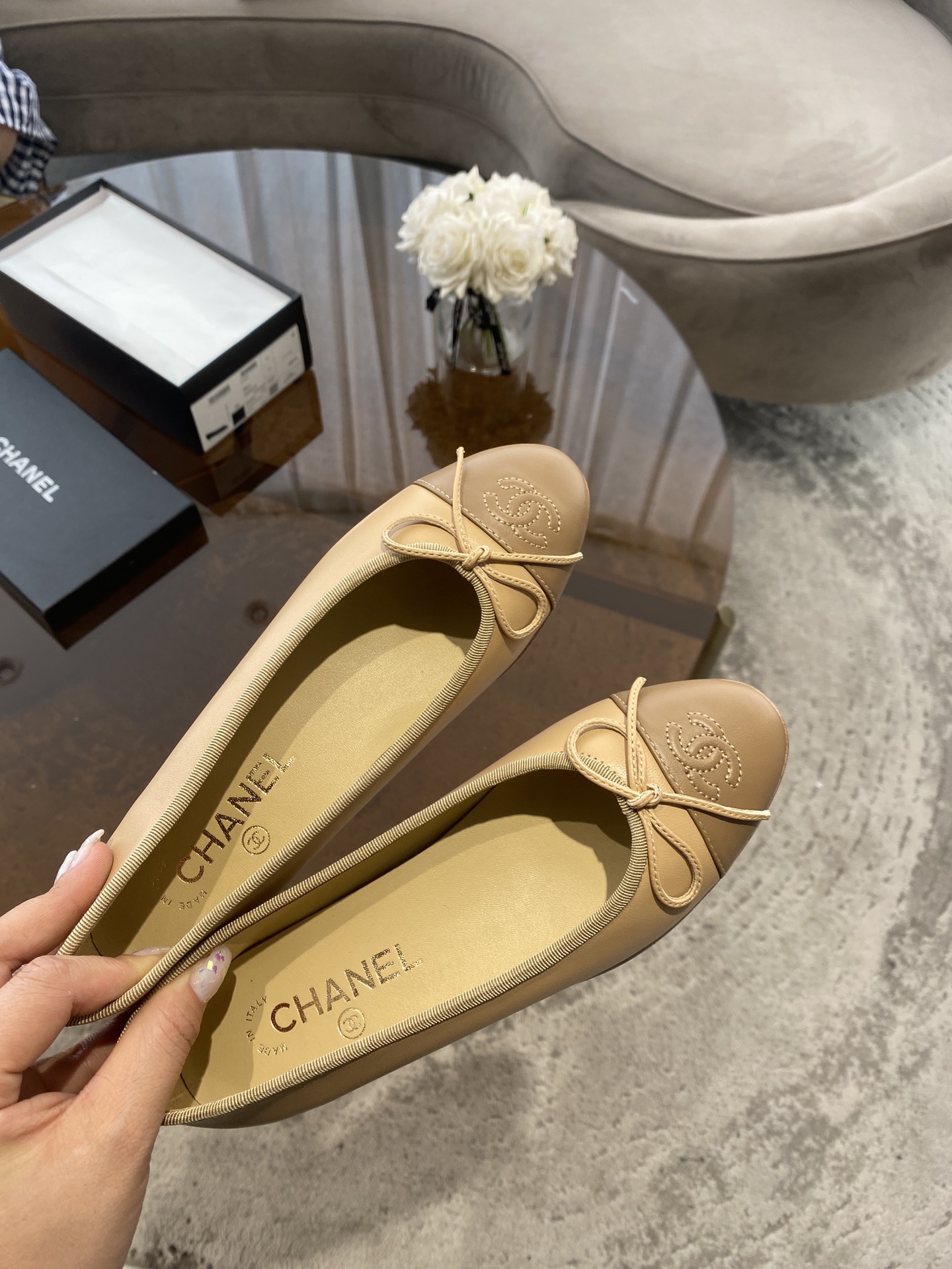 CHANEL ballet shoes Imported custom leather Italy imported leather outsole