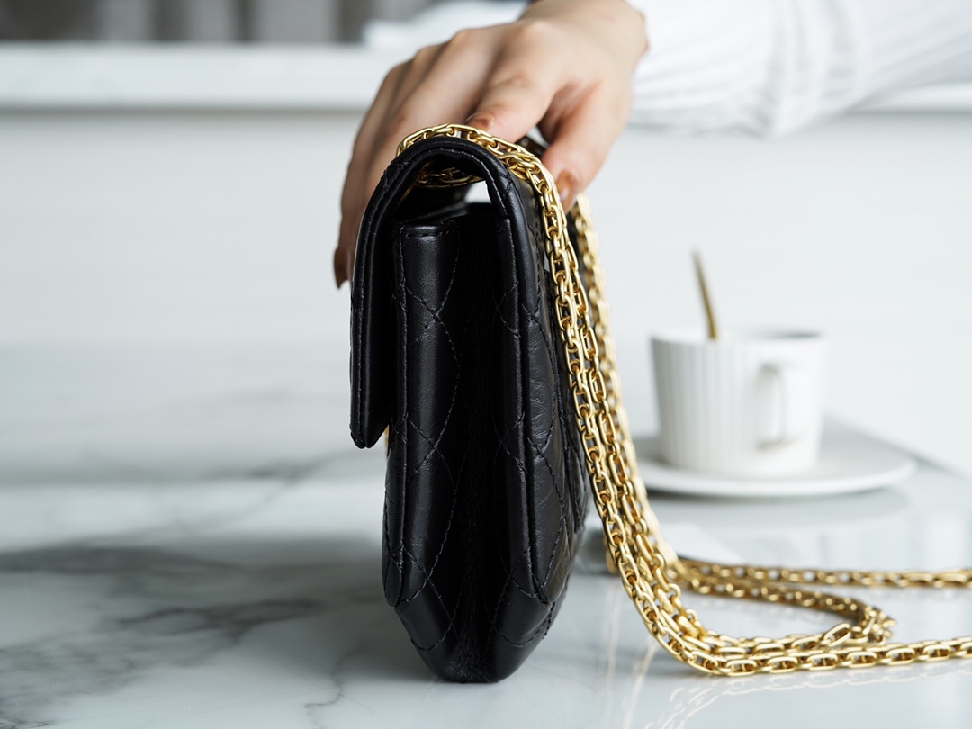 𝗖𝗵𝗮𝗻𝗲𝗹 Replica ❷. ❺❺ Italian [Montebello] tire cowhide 𝗠𝗶𝗻𝗶 black gold