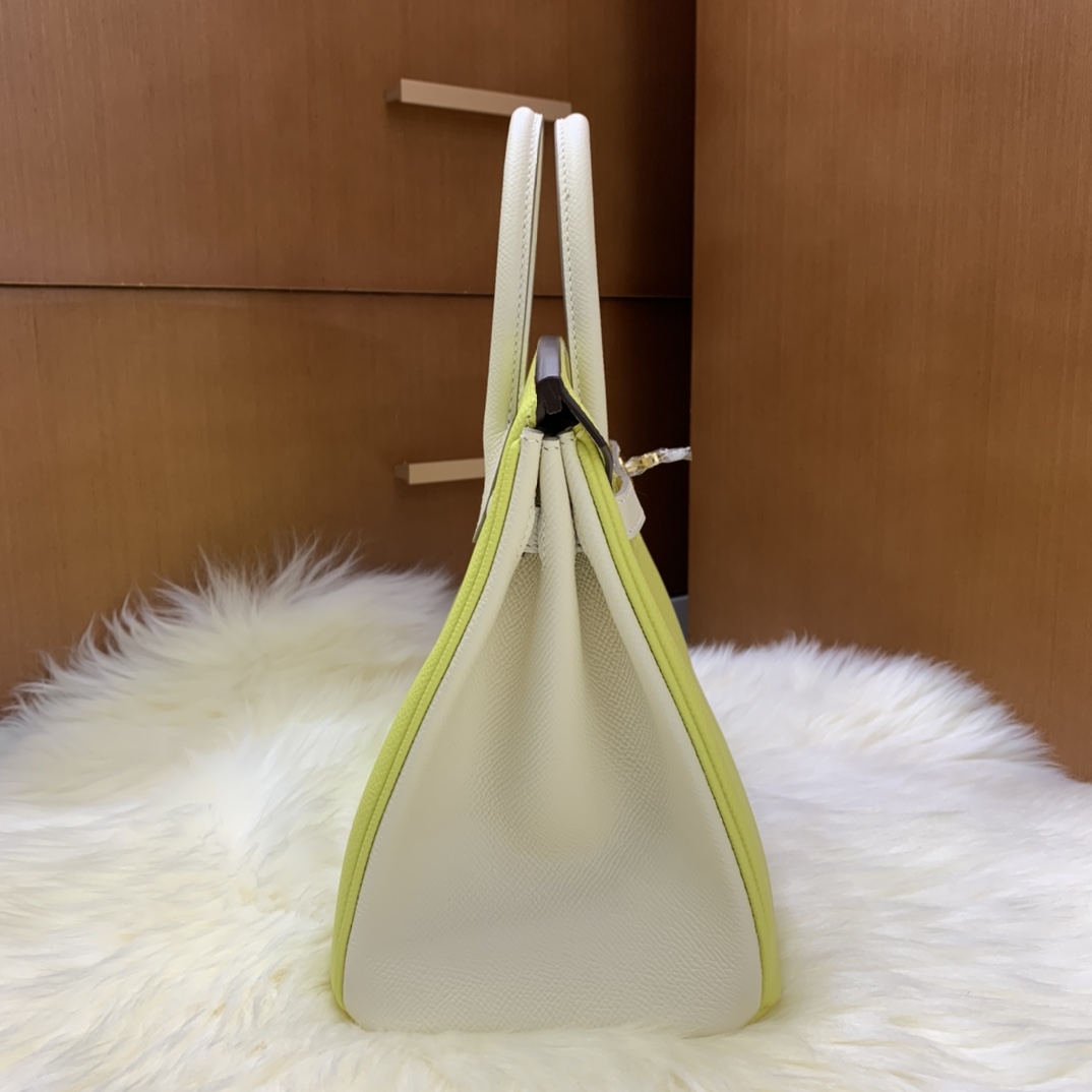 Birkin 25cm epsom lemon yellow ➕ milkshake white gold buckle