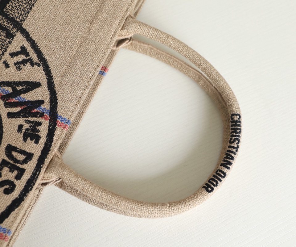 DIOR TOTE beige linen canvas