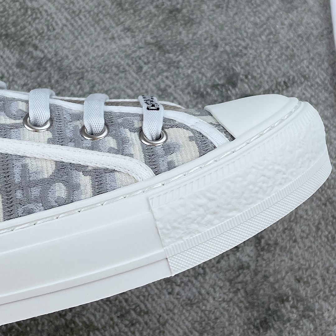 DIOR Canvas semi-flip-flop Water-dyed sheepskin lining TPU outsole Cement grey embroidery