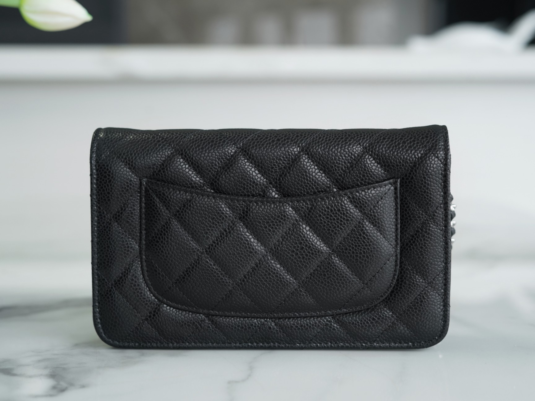 CHANEL 𝑾𝒐𝒄 Hairy Bag Entry Classic 𝑾𝒐𝒄𝒄 (Magnetic Closure) Black Bull Silver
