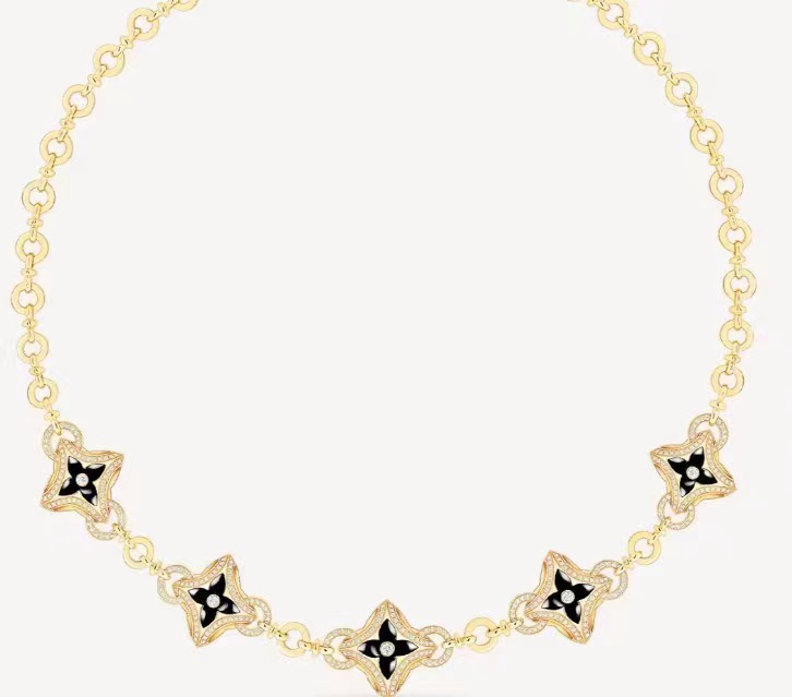 Louis Vuitton Full diamond four leaf clover five flower necklace in yellow gold