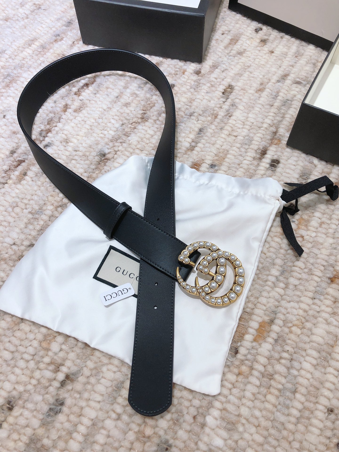 GUCCI pearl buckle imported from Italy original calfskin