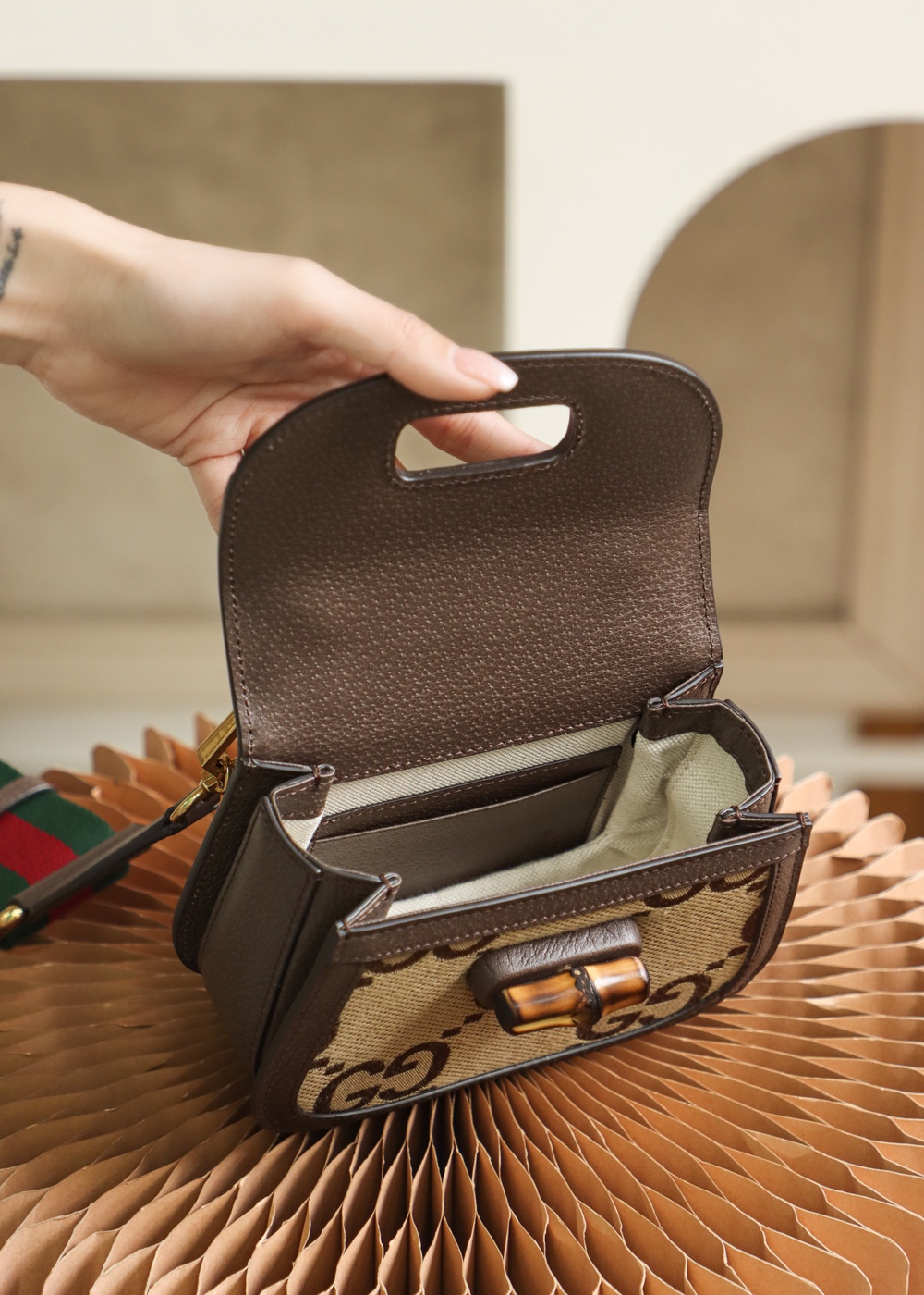 GUCCI 𝐌𝐢𝐧𝐢 double 𝐆 pattern king fried bamboo festival #686864